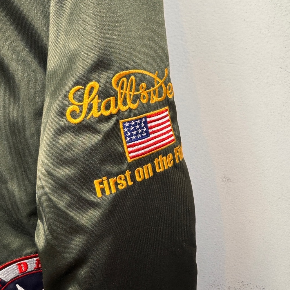 Stall & Dean Jacket Size XL First on the Field Zip Up Green Patches Baseball - Picture 5 of 11